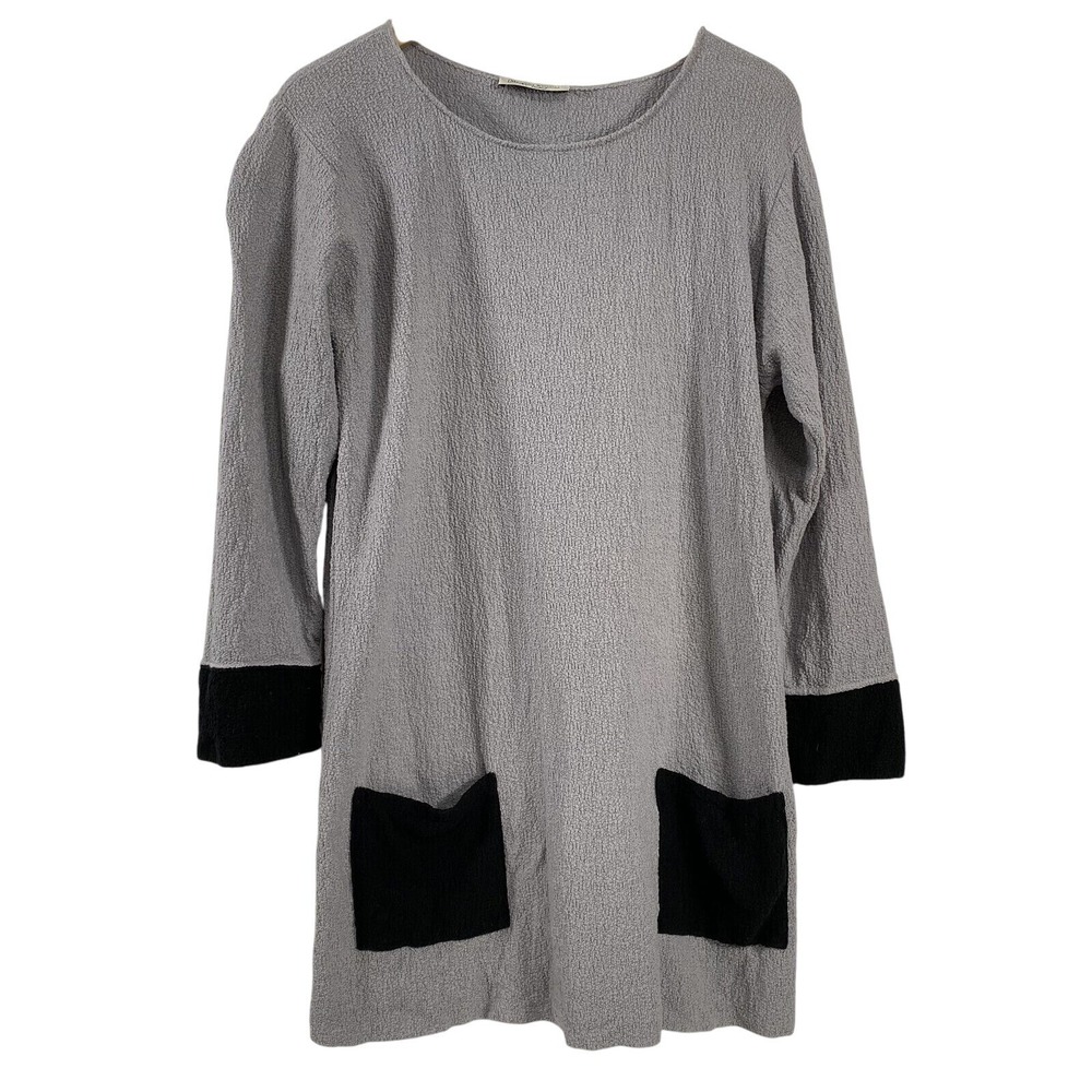 Margaret Winters Womens 100% Cotton Crinkle Tunic sz S USA Made Artsy Lagenlook